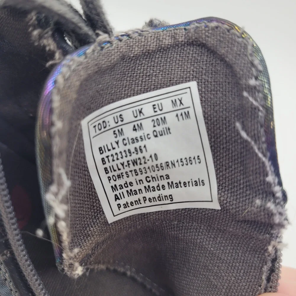 Billy Footwear Toddler Iridescent Quilted High Top Adaptive Sneakers Size 5